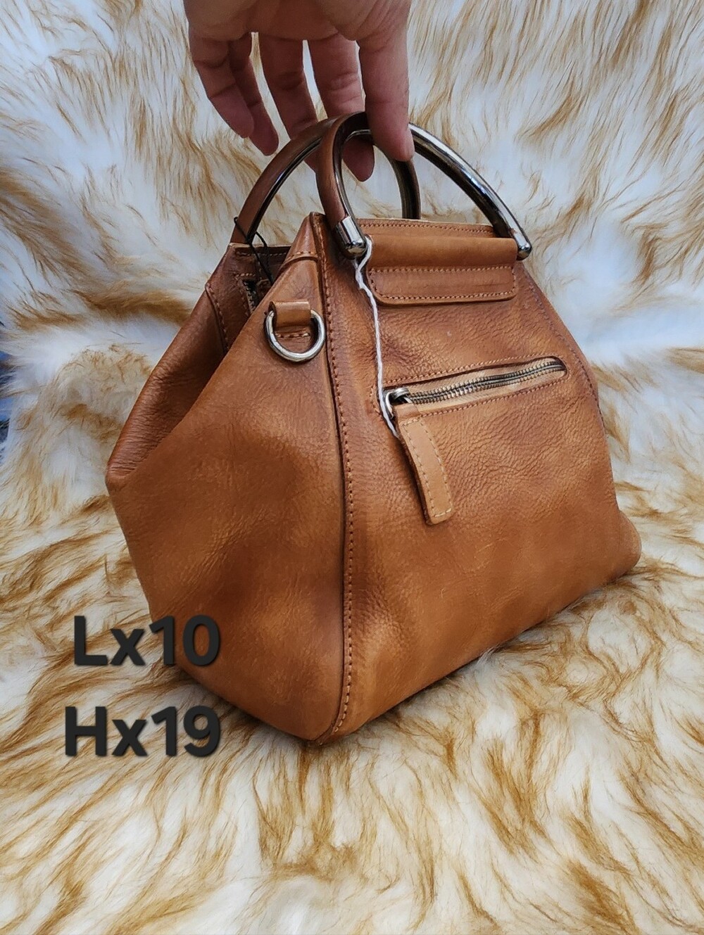 Classic Tan Leather Top-Handle Women's Handbag